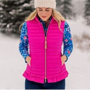 Lilly Pulitzer Cora Hot Pink Puffer Vest Size Women's Medium
